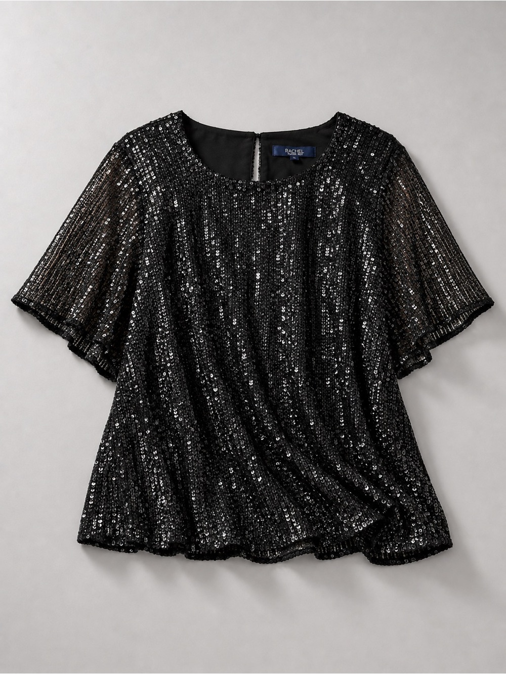 Rachel Rachel Roy Drea Sequin Top XL Black Cocktail Blouse NYE Date Night